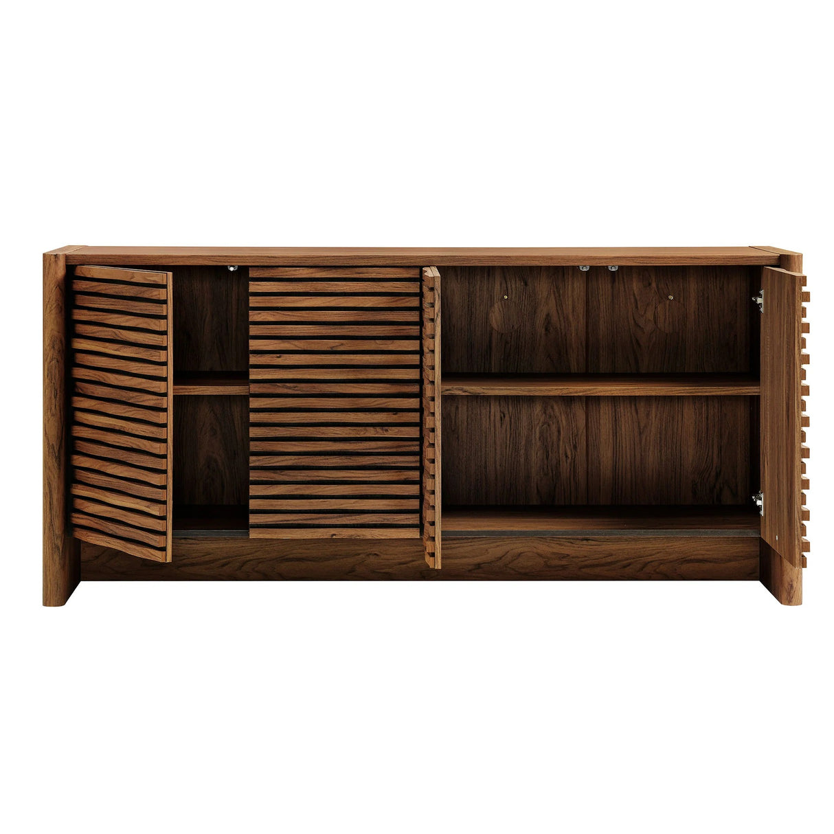Slatted Wave 4-Door Sideboard – Walnut 66 Inch
