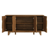 Carved Geometric 4 Door Sideboard – Walnut 59 Inch