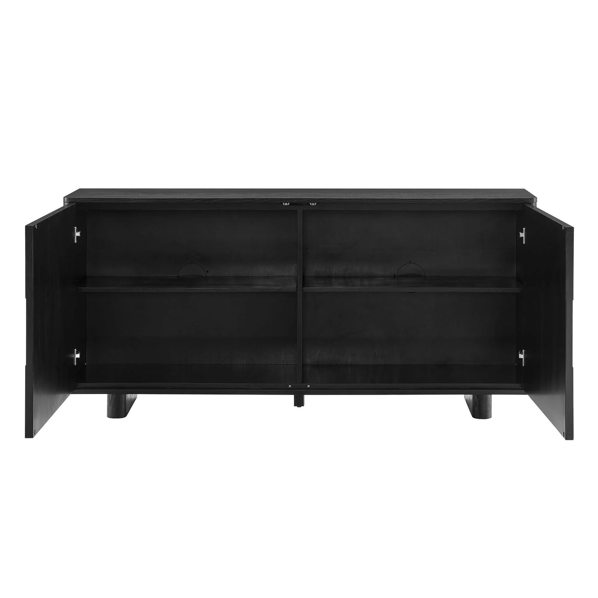 Woven Pattern Sideboard Storage Cabinet – Wood Finish 71 Inch