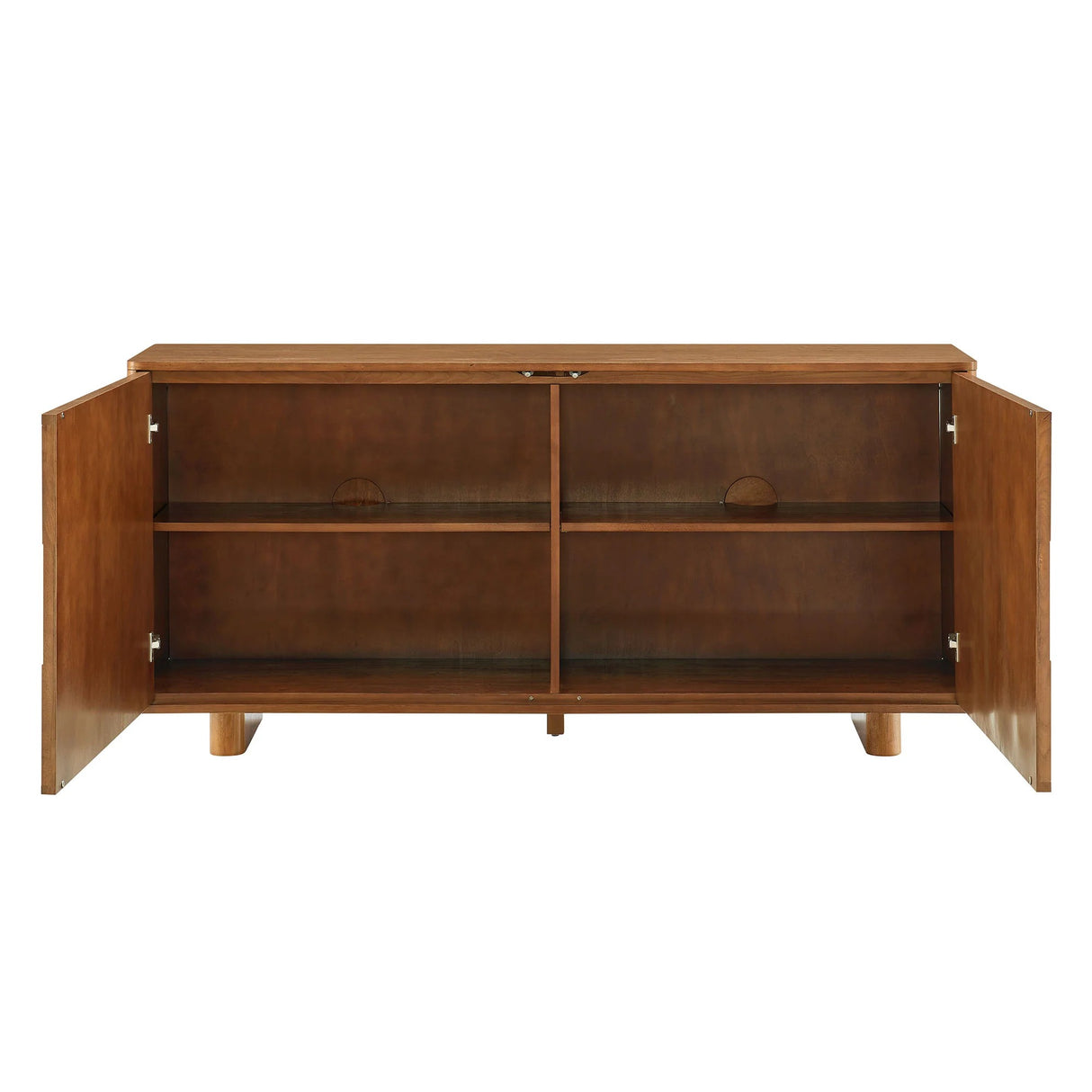 Woven Pattern Sideboard Storage Cabinet – Wood Finish 71 Inch
