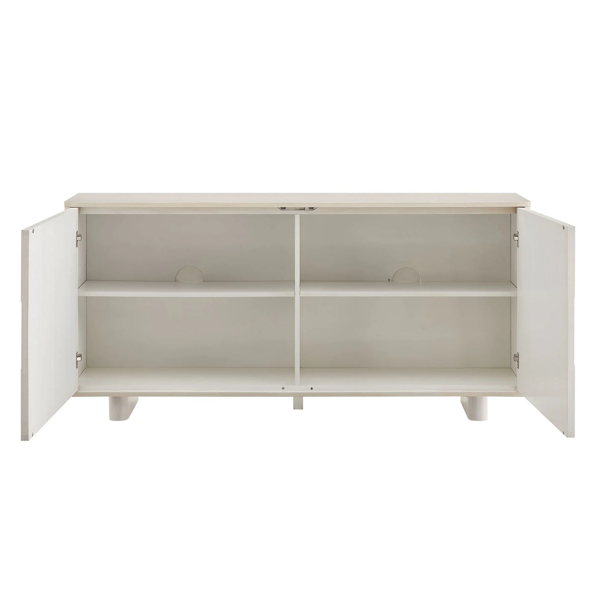 Woven Pattern Sideboard Storage Cabinet – Wood Finish 71 Inch