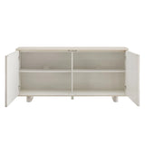 Woven Pattern Sideboard Storage Cabinet – Wood Finish 71 Inch