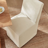 Linen-Blend Slipcovered Rolling Dining Side Chair