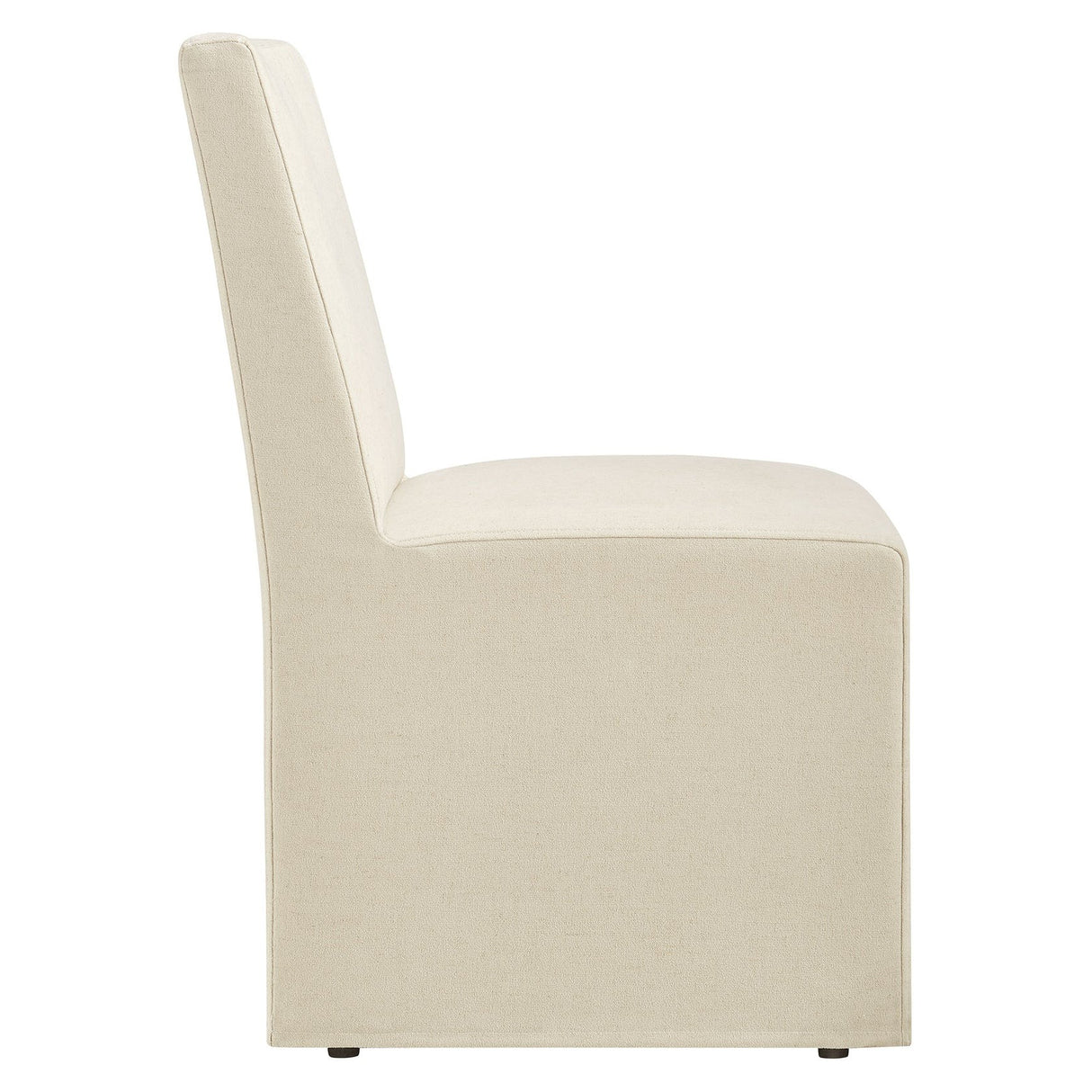 Linen-Blend Slipcovered Rolling Dining Side Chair