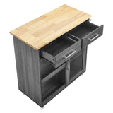 Modern Rolling Kitchen Cart with Rubberwood Top and Towel Bar – 34 Inch