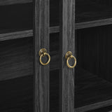 Modern Wood Grain Arched Tall Storage Display Cabinet – 71 Inch