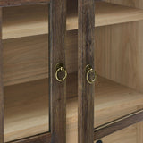 Modern Farmhouse Arched Tall Wood Storage Display Cabinet – Wood Grain 71 Inch