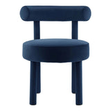 Set of 2 Performance Velvet Circular Dining Chairs with Bolster Backrest