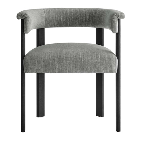 Fabric Upholstered Barrel Dining Chairs with Wood Legs – Set of 2