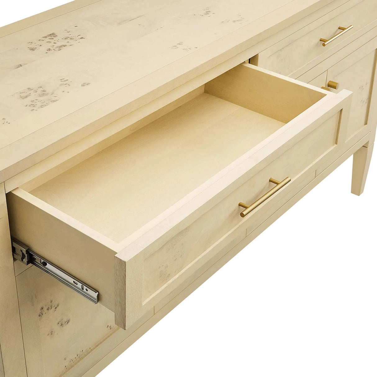 Burl Wood Sideboard Storage Cabinet with Drawers – Wood Finish 62 Inch