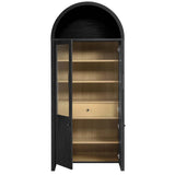 Modern Arched Glass Door Tall Storage Display Cabinet – 71 Inch