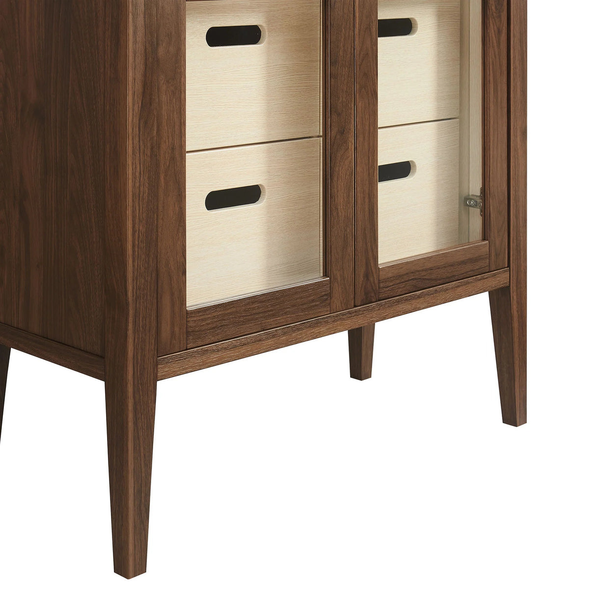 Mid-Century Modern 2-Door Glass Tall Storage Display Cabinet – Walnut 71 Inch