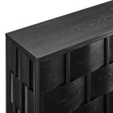 Woven Pattern Sideboard Storage Cabinet – Wood Finish 71 Inch