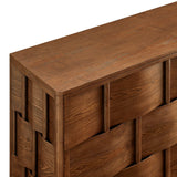 Woven Pattern Sideboard Storage Cabinet – Wood Finish 71 Inch