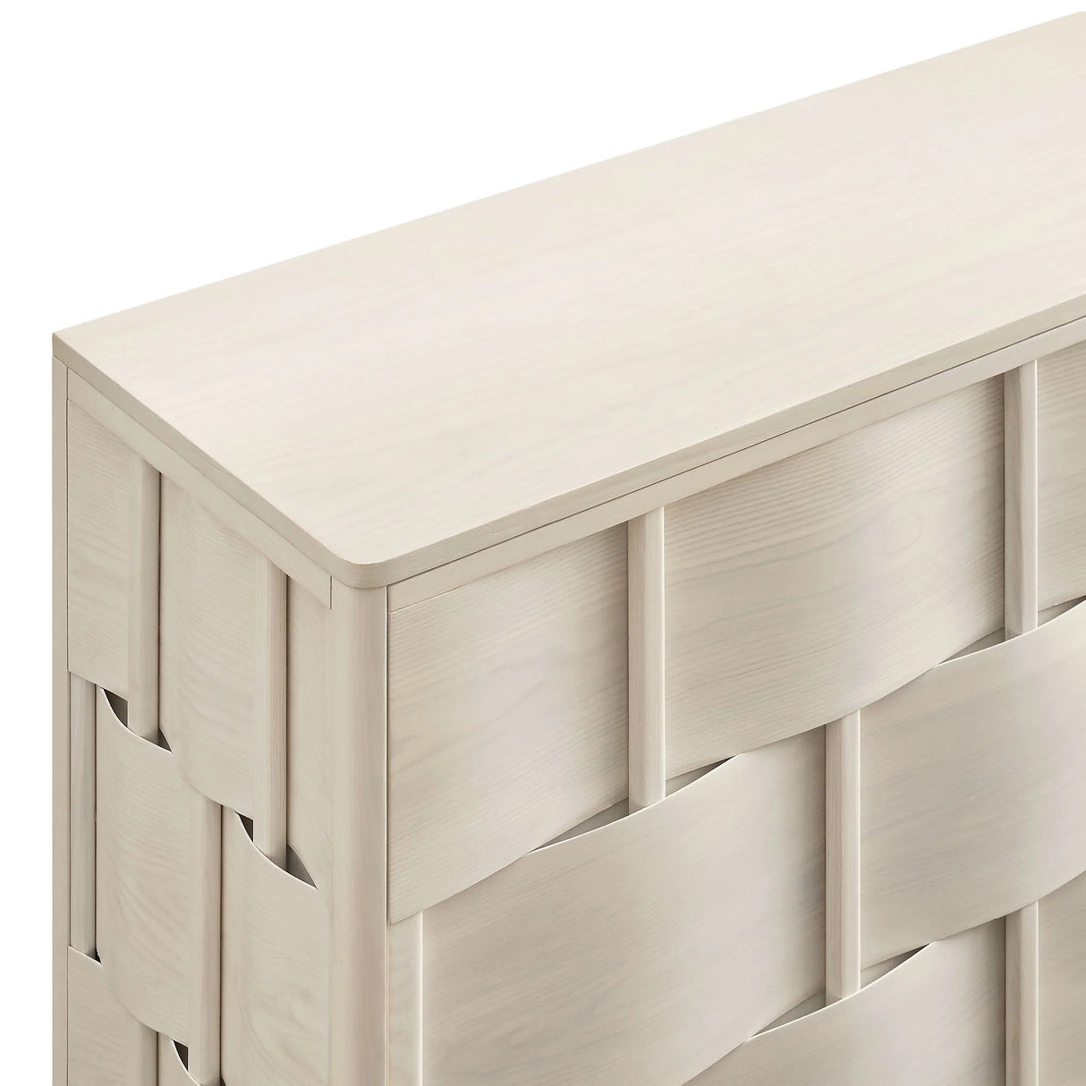Woven Pattern Sideboard Storage Cabinet – Wood Finish 71 Inch
