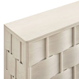 Woven Pattern Sideboard Storage Cabinet – Wood Finish 71 Inch