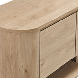Oval Storage Sideboard Cabinet with Open Shelves – Wood Finish 62 Inch