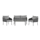 Weslow Blantro Outdoor 4-Piece Rope & Metal Patio Set Grey