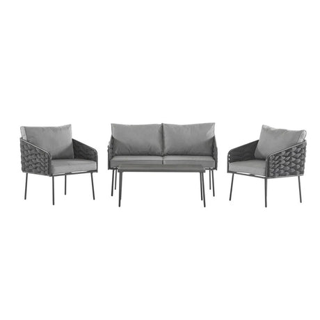 Weslow Blantro Outdoor 4-Piece Rope & Metal Patio Set Grey