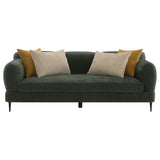 Jade Chenille Track Arm Sofa Green with Accent Pillows