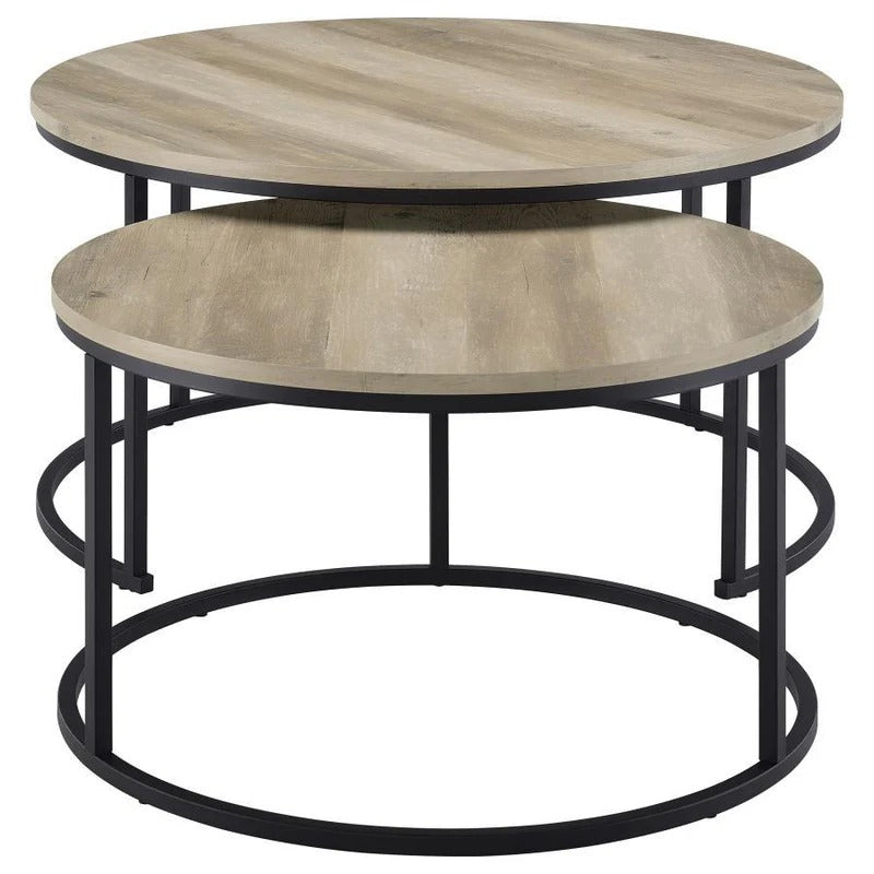 Lainey Gray Faux Marble 2 Piece Round Nesting Coffee Table