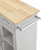 Modern Rolling Kitchen Cart with Rubberwood Top and Towel Bar – 34 Inch