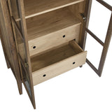 Modern Farmhouse Arched Tall Wood Storage Display Cabinet – Wood Grain 71 Inch
