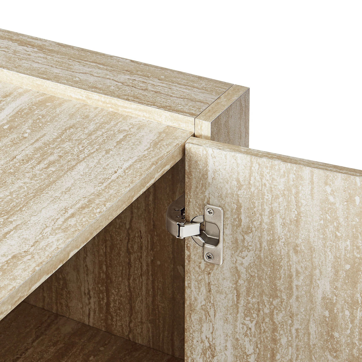 Modern Travertine Texture 3-Door Sideboard – Travertine 59 Inch