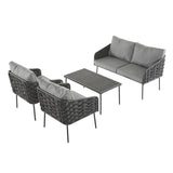 Weslow Blantro Outdoor 4-Piece Rope & Metal Patio Set Grey