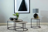 Lainey Gray Faux Marble 2 Piece Round Nesting Coffee Table