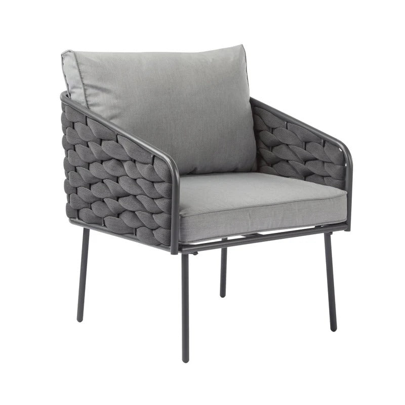 Weslow Blantro Outdoor 4-Piece Rope & Metal Patio Set Grey