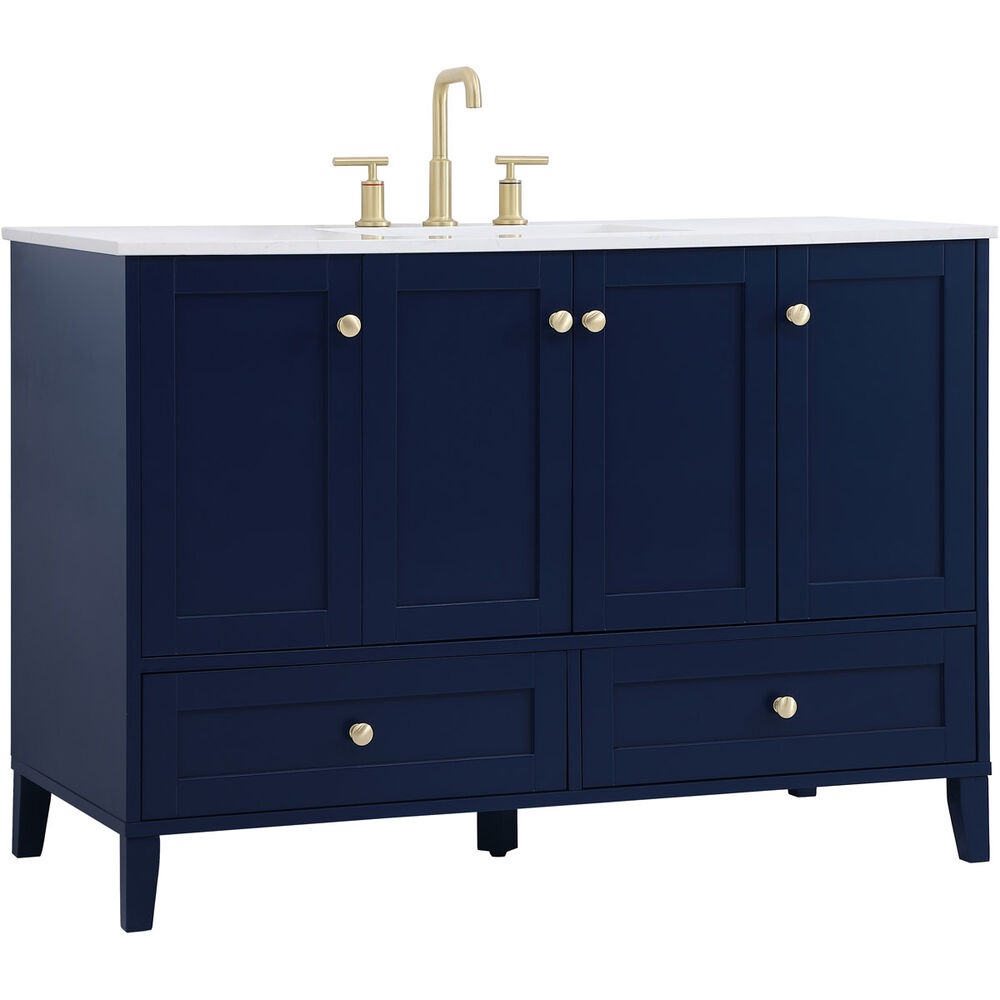 Sommerville 48 Inch Blue Bathroom Vanity with Quartz Top