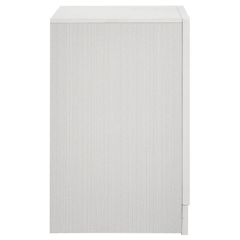 Miranda White 3-Drawer Glam Nightstand with Hidden Storage