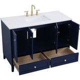 Sommerville 48 Inch Blue Bathroom Vanity with Quartz Top