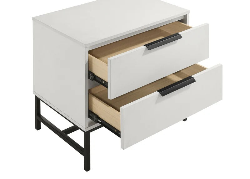 Sonora White 2-Drawer Contemporary Nightstand