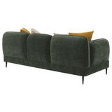 Jade Chenille Track Arm Sofa Green with Accent Pillows