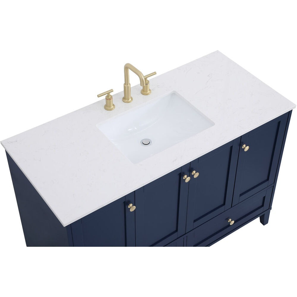 Sommerville 48 Inch Blue Bathroom Vanity with Quartz Top