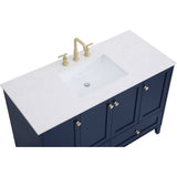 Sommerville 48 Inch Blue Bathroom Vanity with Quartz Top