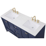 Sommerville 60 Inch Blue Double Sink Vanity with Quartz Top