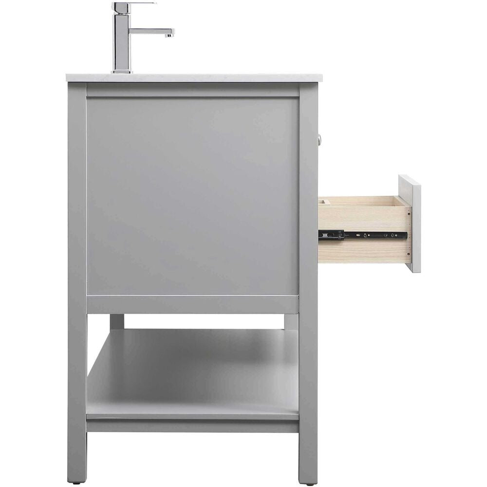 Heath 54 Inch Grey Double Sink Vanity with Marble Top