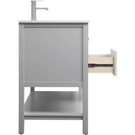 Heath 54 Inch Grey Double Sink Vanity with Marble Top