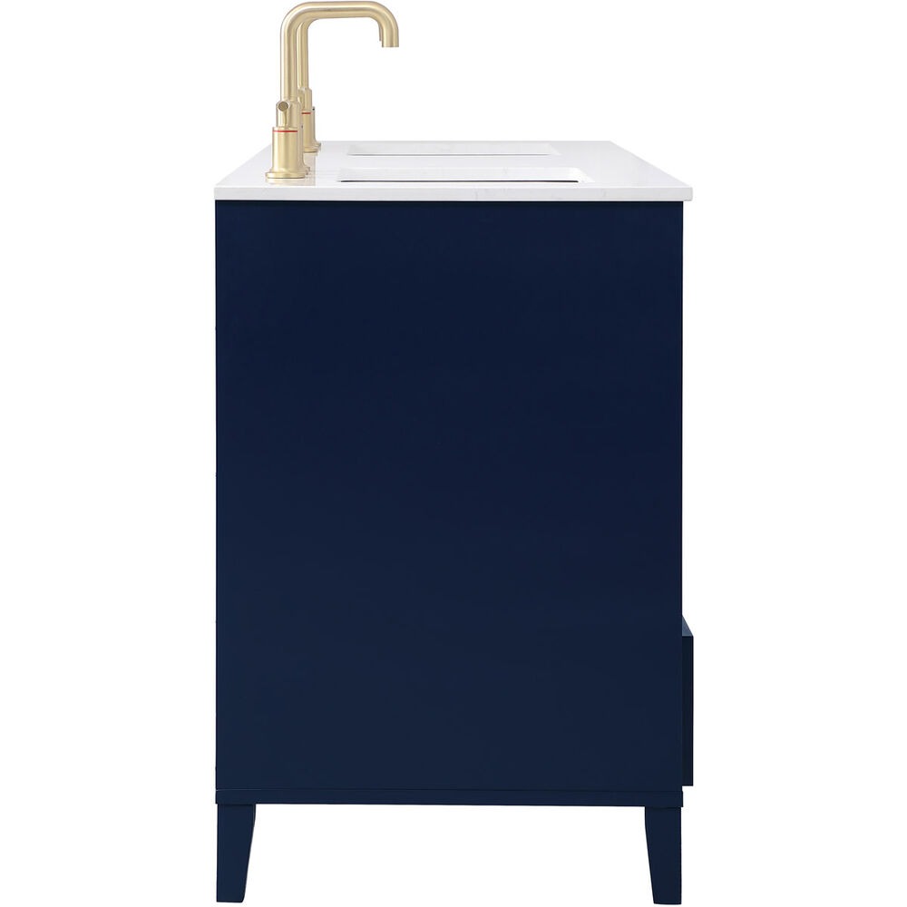 Sommerville 60 Inch Blue Double Sink Vanity with Quartz Top