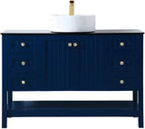 Ralph 48 Inch Blue Vessel Sink Bathroom Vanity with Glass Top