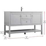 Heath 54 Inch Grey Double Sink Vanity with Marble Top