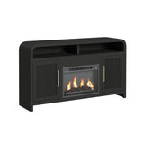 Ridgemont Fluted Fireplace Media Cabinet with Shelving, Black or Natural