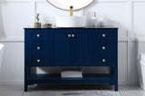 Ralph 48 Inch Blue Vessel Sink Bathroom Vanity with Glass Top