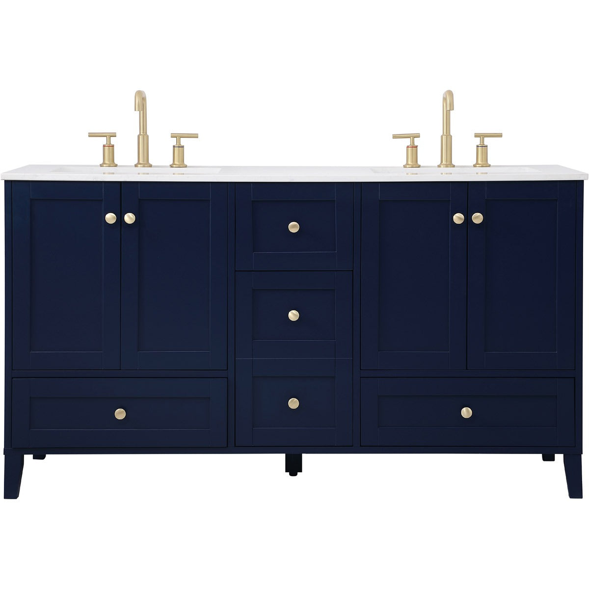 Sommerville 60 Inch Blue Double Sink Vanity with Quartz Top