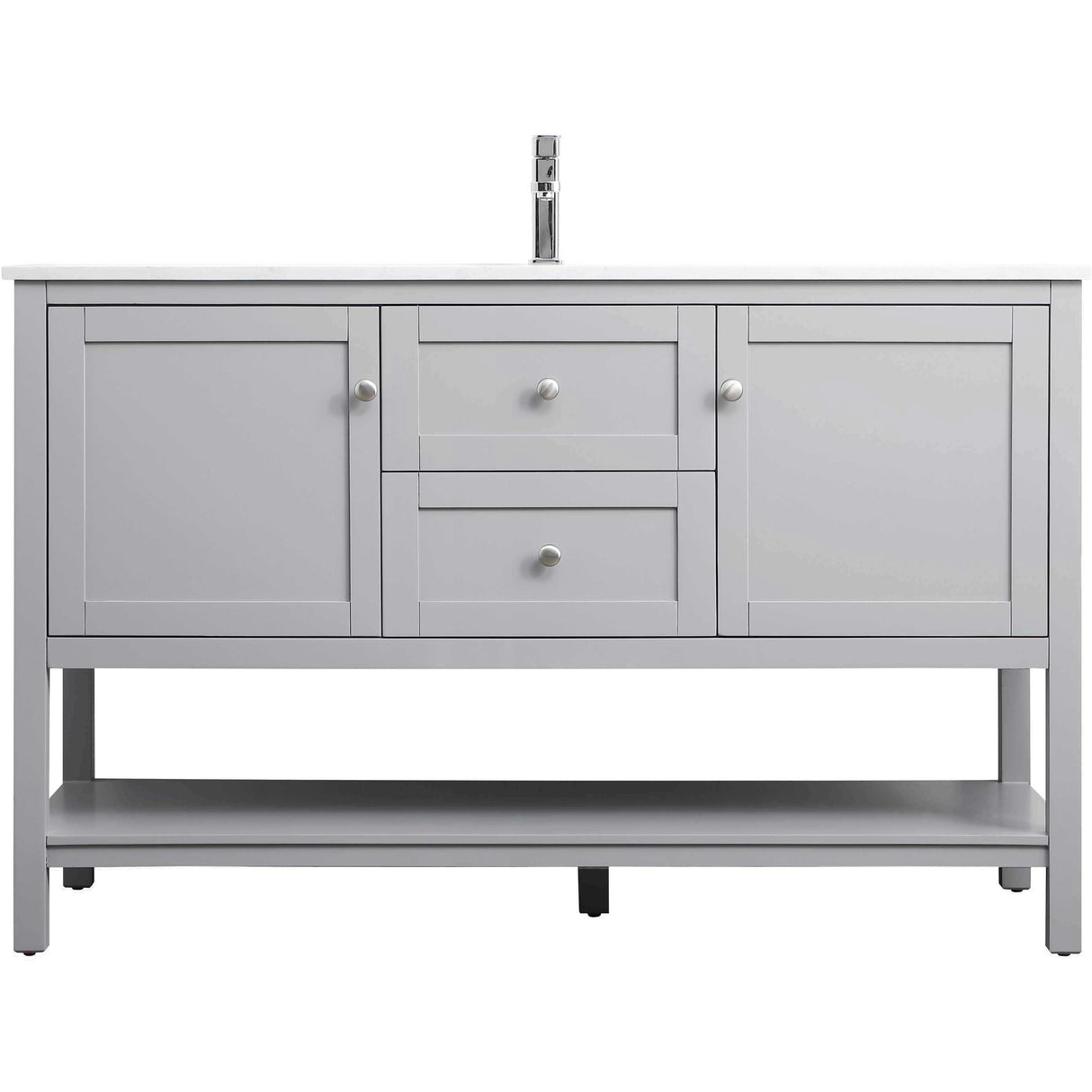 Heath 54 Inch Grey Double Sink Vanity with Marble Top