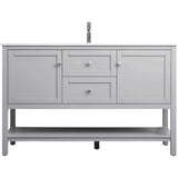 Heath 54 Inch Grey Double Sink Vanity with Marble Top