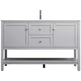Heath 54 Inch Grey Double Sink Vanity with Marble Top